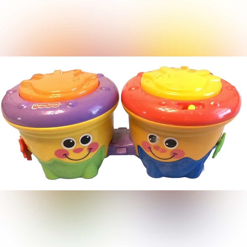 Fisher Price Crawl Along Roll Expand Bongo Drums Educational Sound Tested